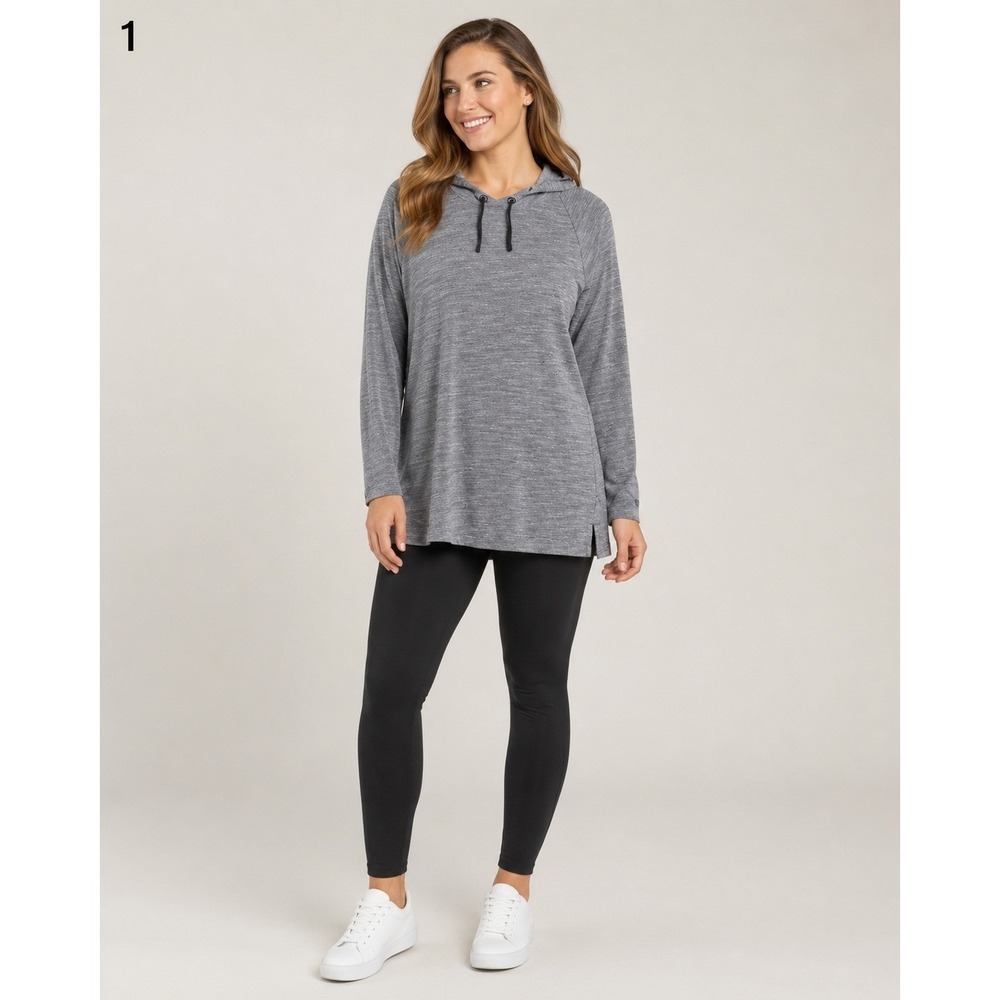 Columbia Thermal Shirt Womens Medium Gray Cotton Blend Hooded Lightweight
